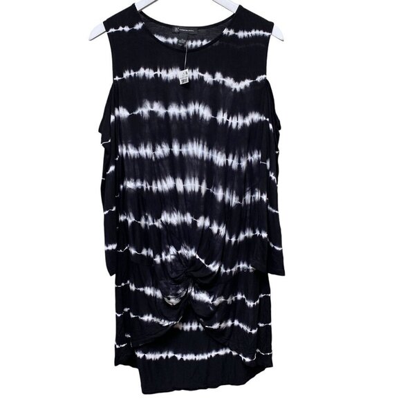 I.N.C International Concepts Tunic Tee Size XL Cold Shoulder Black Tie dye Women - Picture 2 of 10